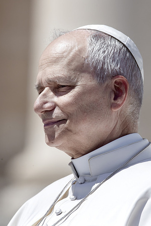Pope Leo XIV leaves at the end of his weekly general audience in St. Peter's square at the Vatican.