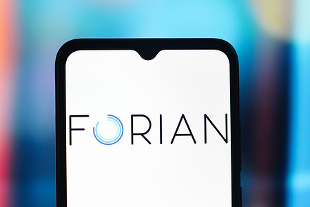 In this photo illustration, the Forian logo is seen displayed on a smartphone screen.