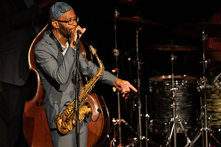 jazz saxophonist Kenny Garrett performs during the JAZZMADRID concert at the Fernanda Gómez Theatre in Madrid.