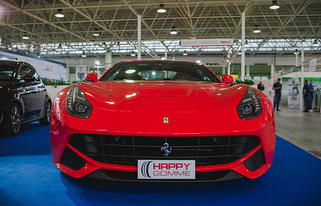 Ferrari F12 exhibited during the Motor Experience, Naples International Auto and Motorcycle exhibition.