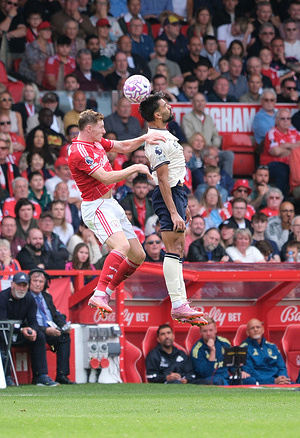 Lucas Paqueta of West Ham Utd and Elliot Anderson of Nottingham Forest seen in action during the Premier league football match between Nottingham Forest and West Ham Utd at the City Ground. Final Score Nottingham Forest 0 : 3 West Ham Utd