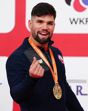 Rodrigo Rojas Macchiavello wins a gold medal in the individual male kumite +84kg gold medal bout during the Istanbul 2026 - Karate 1 Premier League tournament at the Basaksehir Sports Complex. The Karate One Premier League is the World Karate Federation’s most prestigious international competition series. It brings together the world’s top-ranked karate athletes in a limited entry, elite format with only 32 competitors per category.