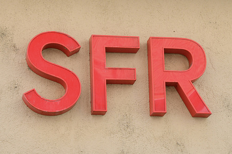 SFR telecoms operator store in the town of Voiron, France.