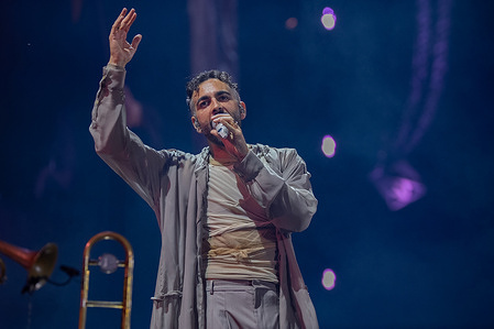 Marco Mengoni performs live at Maradona Stadium.