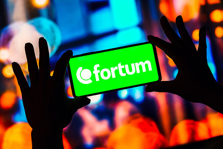 In this photo illustration, the Fortum logo is seen displayed on a smartphone.