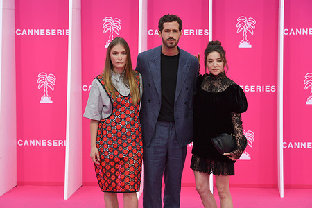 Victor Belmondo, Camille Razat and Zoé Adjani-Vallat attend Day Two of the 9th Canneseries International Festival in Cannes. Pink Carpet - The 9th Canneseries International Festival - Day 2.April 24, 2026