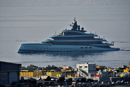 The yacht KENSHO seen arriving at the French Mediterranean port of Marseille.