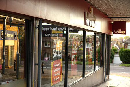 An exterior view of Wilko store with a visible sign through the window reading 'Wilko Administration Sale'.
Popular U.K retailer 'Wilko' (formerly Wilkinson Hardware Stores) announced on August 10th 2023 that it was entering into administration. Putting 12,500 jobs at risk. The company has 400 shops across the U.K. Popular U.K retailer 'Wilko' (formerly Wilkinson Hardware Stores) announced on August 10th 2023 that it was entering into administration. Putting 12,500 jobs at risk. The company has 400 shops across the U.K.