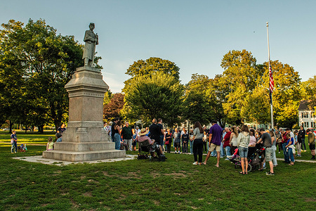 In a show of community solidarity, dozens of locals gather at a monument to hold a prayer vigil for Charlie Kirk, remembering the conservative activist and offering their support to his family. Thousands gathered at the Guilford Soldier's Monument on the historic Guilford Town Green to hold a memorial and prayer vigil for Charlie Kirk, who was killed during a speaking event in Utah.