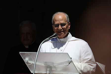 Pope Leo XIV seen during the Angelus in Piazza della Libertà where he expressed concern about the wars especially in Gaza to the faithful. The Pope is having a period of rest before he returns to the Vatican.