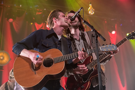 Alfie and Harry from Irish Folk group Hudson Taylor perform in Dublin's Olympia Theatre.
