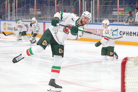 Stepan Falkovsky (7) of Ak Bars Hockey Club seen in action during the Hockey match, Kontinental Hockey League 2025/2026 between Shanghai Dragons China and Ak Bars Kazan at the SKA Arena. (Final score; Shanghai Dragons 2:3 Ak Bars Kazan).