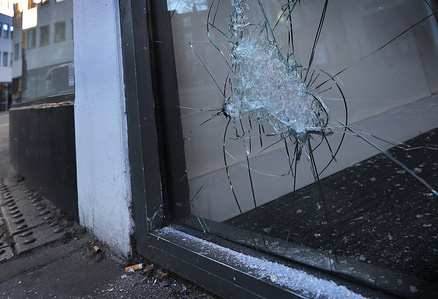 Activists from People Against Genocide smash the windows of a HSBC bank after an overnight action. Autonomous pro-Palestinian activists target HSBC bank branches around the UK repeatedly. They accuse HSBC of being a large investor of Israeli arms company Elbit Systems. Elbit Systems produces weapons for the Israeli military used against Palestinians in Gaza and their weapons are produced in factories across the UK. They demand Elbit Systems closes their six remaining UK facilities and threaten companies working with Elbit and complicit as they see it of supporting Israel, that they will be targeted with direct action.