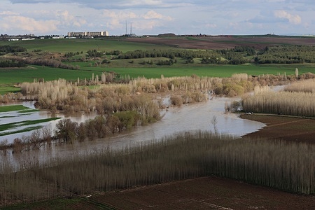 The Tigris River, which has overflowed due to heavy rains, and the fields and gardens submerged in the surrounding area in Diyarbakir are seen. The Tigris (Dicle) River, which flows near the city of Diyarbakir in Turkey, has overflowed its banks due to heavy rains that have been falling for over a week, leaving numerous fields and gardens in the surrounding area submerged.
