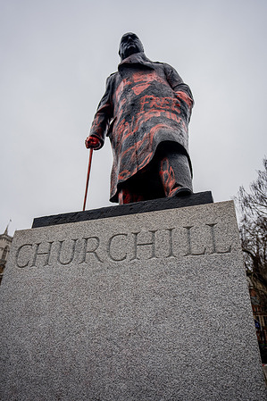 Winston Churchill's statue vandalised with red paint slogan of "Free Palestine". Winston Churchill's statue in Westminster Square was vandalised overnight by pro-Palestinian activists accusing him of being a Zionist.