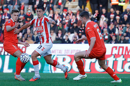 Francesco Benassai of LR Vicenza seen in action during the Italian Serie C soccer match between LR Vicenza and US Triestina Calcio at Romeo Menti Stadium. Final score LR Vicenza 1:0 Triestina.