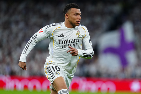 Kylian Mbappé of Real Madrid CF seen during the LaLiga EA Sports match between Real Madrid CF and Atletico de Madrid at the Santiago Bernabéu. Final Score: Real Madrid 3-2 Atletico de Madrid