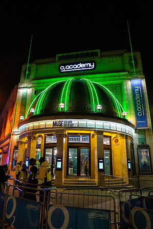 The Front of the O2 Academy in Brixton London with Muse sign. Muse played an intimate album launch show at the O2 Academy Brixton London on April 3rd to celebrate their 10th studio album ' The Wow! Signal' The Album will be released later this year.
Muse are Matt Bellamy, Chris Wolstenholme and Dominic Howard.