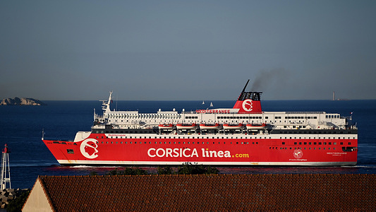 View of the Méditerranée arriving in Marseille. Passenger ship Méditerranée arrives at the French Mediterranean port of Marseille.