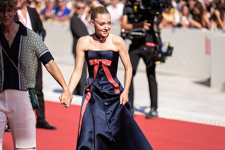 American actress Amanda Seyfried attends the red carpet of the film “The Testament of Ann Lee” at the 82nd Venice Film.