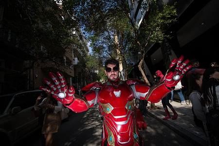 A cosplayer seen dressed as their favourite character posing for a photo during the Comicdom-Con Festival, a three-day comics festival that took place at the Hellenic American Union.