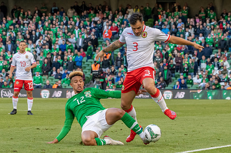 Callum Robinson and Joseph Chipolina in action during the European Championship 2020 Qualifying Round of Gibraltar vs Ireland in the Aviva Stadium, Dublin.
Ireland 2-0 Gibraltar