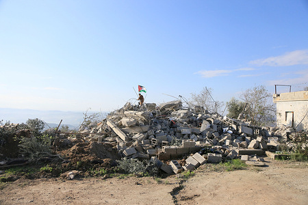 General view of the home of Palestinian Malik Salim, which was demolished by Israeli army bulldozers in the village of Bazariya, north of Nablus in the West Bank. Salim was killed by Israeli army fire on July 10, 2025, during an attack on the Israeli settlement of Gush Etzion, where he allegedly carried out a stabbing attack that killed an Israeli soldier.