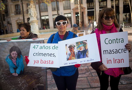 A demonstrator is seen holding a placard during a protest against Iranian massacre. After the European Union announced that it would include Iran’s Revolutionary Guard on the list of ‘terrorist organizations,’ Iranians living in Málaga are demanding an end to the violence and repression of demonstrations by the population against the Iranian government.