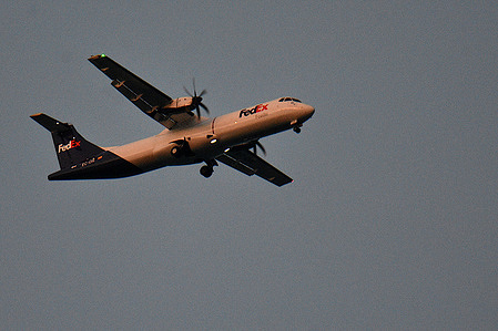 FedEx plane arrives at Marseille Provence Airport, France.