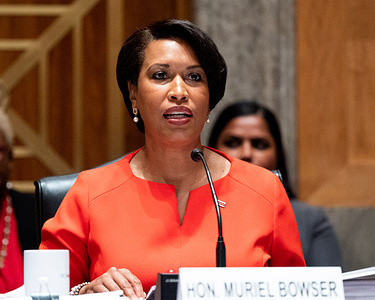 Muriel Bowser, Mayor of the District of Columbia, at a hearing of the Senate Homeland Security and Governmental Affairs committee at the U.S. Capitol.
