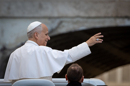 Pope Leo XIV leaves after his traditional Wednesday General Audience at St. Peter's Square.