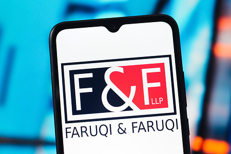 In this photo illustration, the Faruqi and Faruqi logo is seen displayed on a smartphone screen.