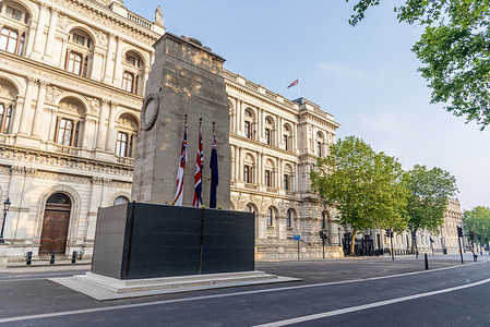 View of a boarded up Cenotaph ahead of this weekends Black Lives Matters protest in fears it will be vandalised.