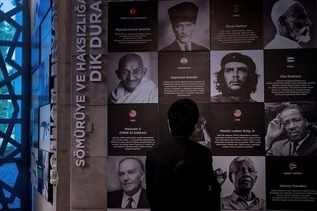 A view projection of the CNN announcement of the coup in 2016. For the 10th anniversary of the July 15 Democracy and National Unity Day, a media tour was organized at Istanbul Memory 15 July Museum (Hafiza 15 Temmuz) for the national commemoration of the failed 2016 coup attempt.