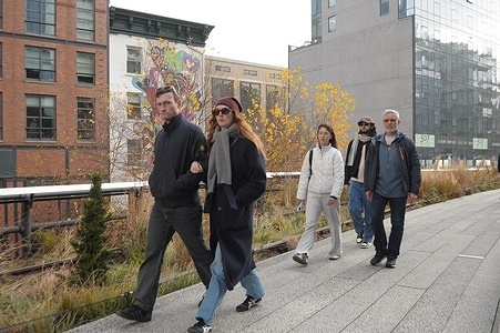 People walk on the High Line in Manhattan, New York City.