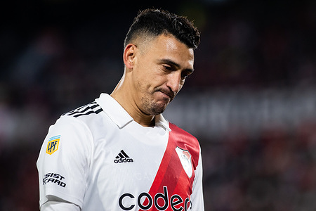 Matias Suarez of River Plate reacts during a match between River Plate and Barracas as part of Liga Profesional 2022 at Estadio Más Monumental Antonio Vespucio Liberti.
( Final scores; River Plate 2:1 Barracas Central)