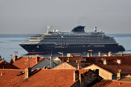 The passenger cruise ship MSC Explora II arrives at the French Mediterranean port of Marseille.