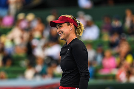 Donna Vekic (CRO) is seen in action during the tennis match with Priscilla Hon (AUS) at Kooyong Classic Tennis Tournament. Donna Vekic won in three sets with a score 6-7(4), 6-4, 10-4.