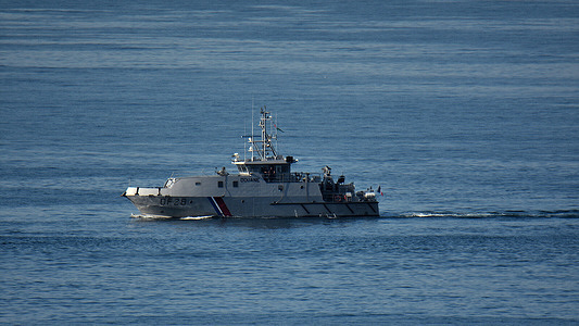 A view of the customs coast guard cruiser Mistral (DF28).