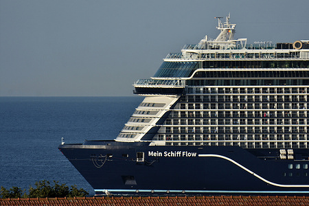 The passenger cruise ship Mein Schiff Flow arrives at the French Mediterranean port of Marseille.