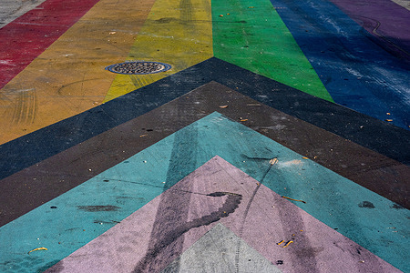 The progress pride flag on Sebastian St. remains intact as the city of Ft. Lauderdale continues their legal battle against state regulations that mandate its removal, in Ft. Lauderdale. The Florida Department of Transportation under the direction of Gov. Ron DeSantis has ordered the removal of all rainbow crosswalks in the state, and Ft. Lauderdale's is one of few remaining in the state.