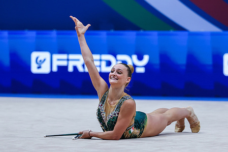 Tara Dragas (ITA) seen during the Rhythmic Gymnastics FIG World Cup Finals 2025 Milano at Unipol Forum.