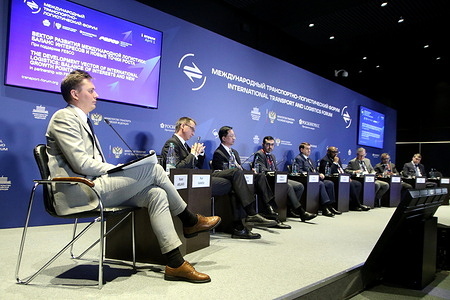 Igor Levitin, Advisor to the President of the Russian Federation; Special Representative of the President of the Russian Federation for International Cooperation in the Field of Transport seen during The Development Vector of International Logistics: Balance of Interests and New Growth Points session of the International Transport and Logistics Forum at Expoforum 2026.