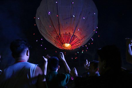 Buddhist devotees fly a hot-air-balloon also known as fanush during the festival.
Probarona Purnima is one of the biggest festivals of the Buddhist Community, this festival is celebrated during the full moon.