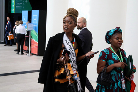 Precious Chimfwembe Mwamba Ng'oma of Zambia, Miss Supermodel Worldwide Second Runner 2023 seen during the Russia - Africa, Second Summit Economic and Humanitarian Forum 2023 in Saint Petersburg.