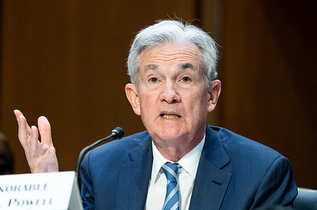 Jerome Powell, Chair of the Federal Reserve of the United States, speaking at a hearing of the Senate Banking, Housing, and Urban Affairs Committee.