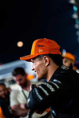McLaren Formula 1 Team's English driver Lando Norris celebrates after winning the world championship at the Formula 1 Abu Dhabi Grand Prix 2025.