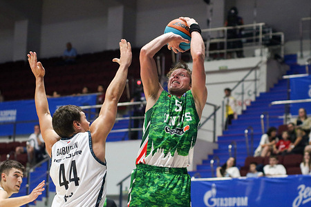 Dmitry Kulagin (5) of UNICS in action during the Kondrashin and Belov Cup, between UNICS Kazan and MBA-Pari Nizhny Novgorod at Arena. Final score; UNICS 64:57 Pari Nizhny Novgorod.