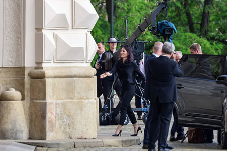 Annalena Baerbock, Minister of Foreign Affairs of Germany arrives to Czernin Palace in Prague during the second day of Informal meeting of NATO Ministers of Foreign Affairs. It is the last NATO representatives meeting before the high level summit in Washington. The meeting concentrates on Russia's war in Ukraine.