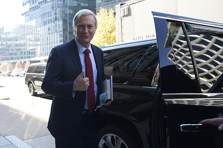 Chilean Presidential Candidate Jose Antonio Kast leaves the building after his meeting with businessman and thinkers at the Inter American Dialogue think tank in Washington DC, USA.